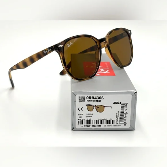 Ray-Ban Round Lens RB4306 Highstreet Tortoise Brown Lens  Sunglasses 54mm 710/73 - Picture 4 of 11